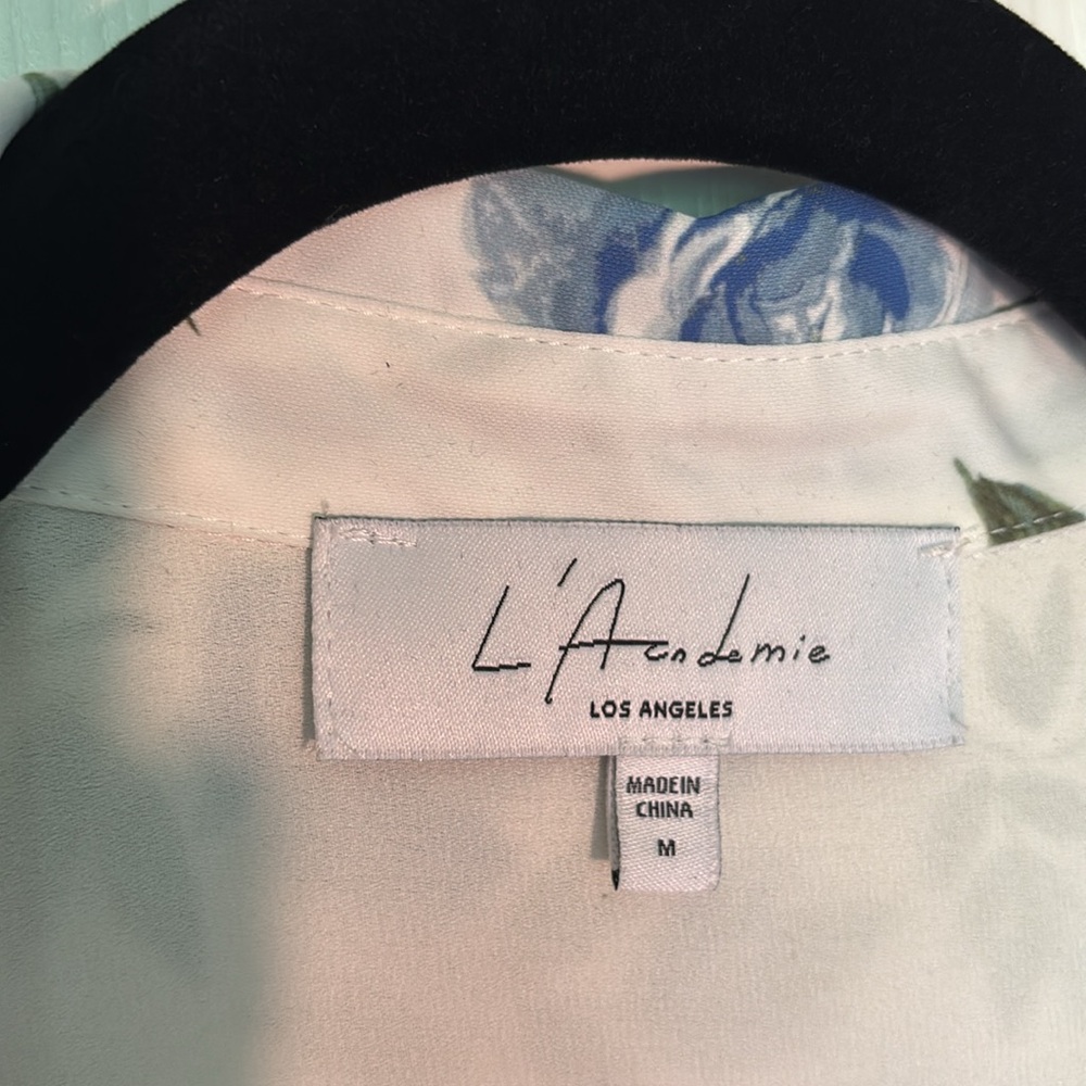 L'Academie Cream and Blue Floral dress sz Medium - Picture 3 of 11